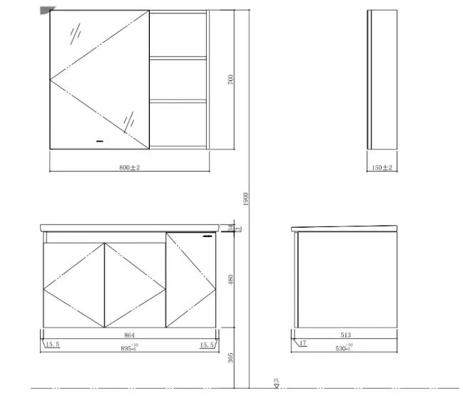 Wall Hung Bathroom Cabinet Set - Gambar 3